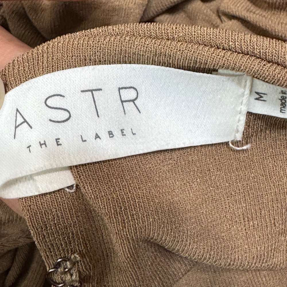 ASTR The Label Ruched Mock Neck Long Sleeve Bodycon Mini Dress Tan Size M - Picture 6 of 8